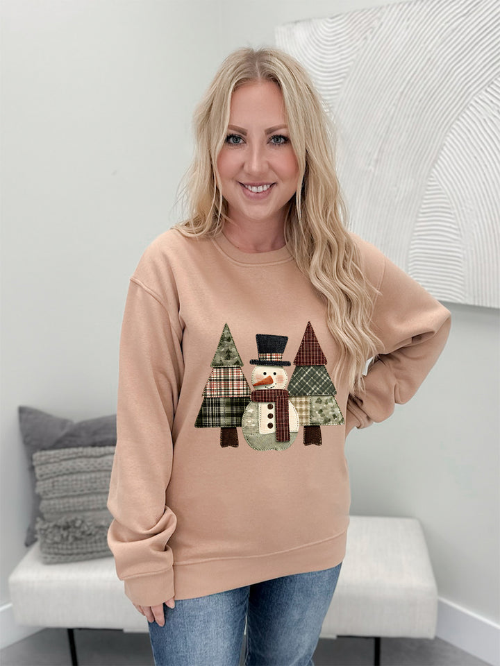 Patch Work Snowman Graphix Pullover / Hoodie