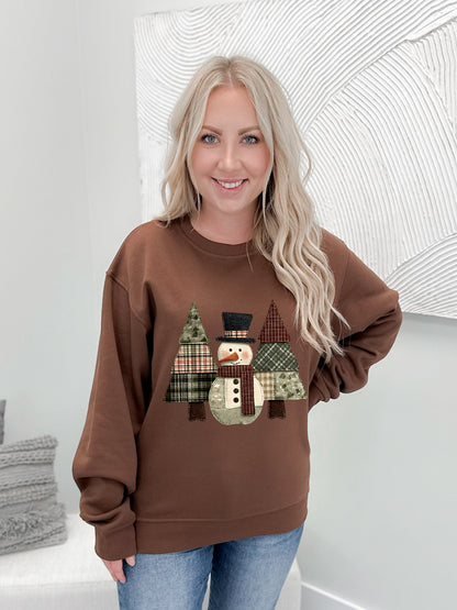 Patch Work Snowman Graphix Pullover / Hoodie