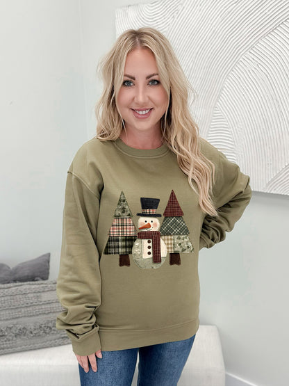 Patch Work Snowman Graphix Pullover / Hoodie