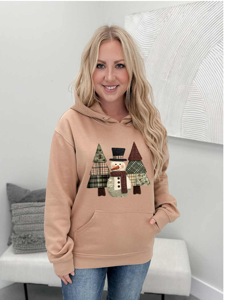 Patch Work Snowman Graphix Pullover / Hoodie