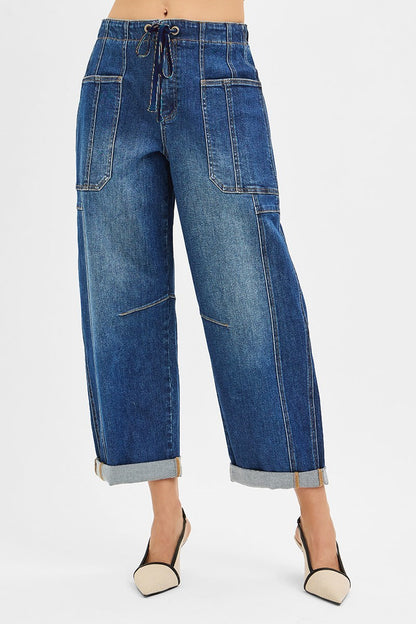 Maxwell Cargo Barrel High Rise Jeans by Risen