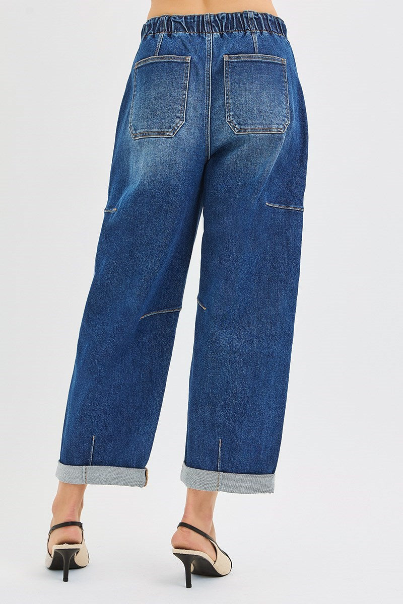 Maxwell Cargo Barrel High Rise Jeans by Risen