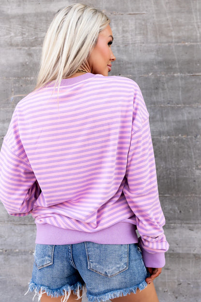 University Pullover in Orchid Stripe by Ampersand Avenue