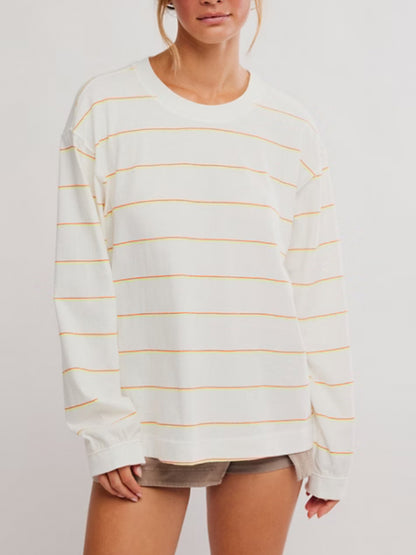 Printed Hustle Layer in Awning Stripe Ivory by Free People