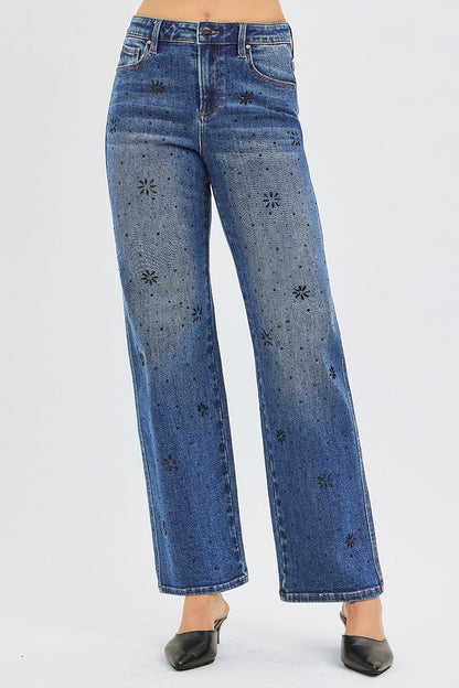 Ebony Embellished High Rise Jeans by Risen