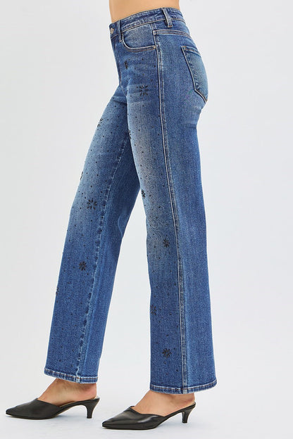 Ebony Embellished High Rise Jeans by Risen