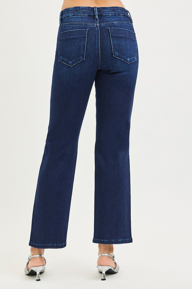Pacific Mid Rise Tummy Control Dark Jeans by Risen