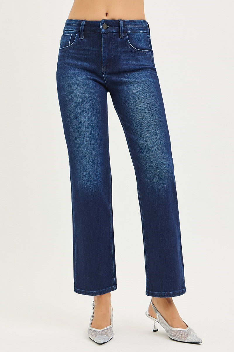 Pacific Mid Rise Tummy Control Dark Jeans by Risen