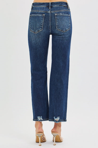 Samantha Straight High Rise Patched Knee Jeans by Risen