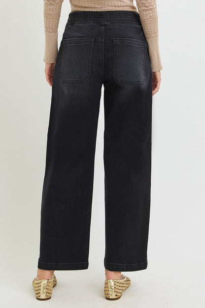 Runaway High Rise Stretch E-Band Jeans in Black by Risen