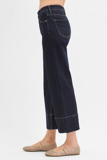 Sybil Tummy Control Cropped Wide Leg Jeans by Risen