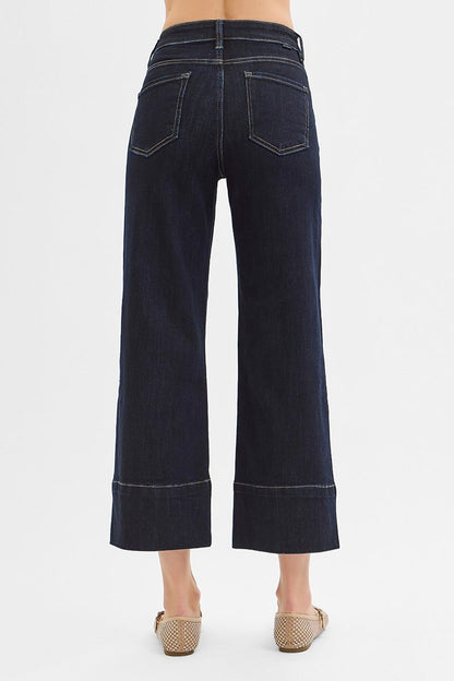Sybil Tummy Control Cropped Wide Leg Jeans by Risen