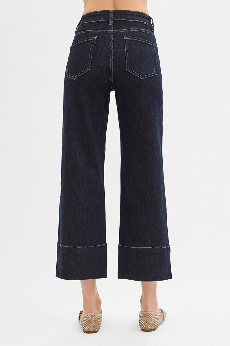Sybil Tummy Control Cropped Wide Leg Jeans by Risen
