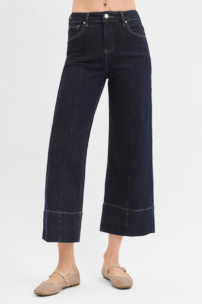 Sybil Tummy Control Cropped Wide Leg Jeans by Risen