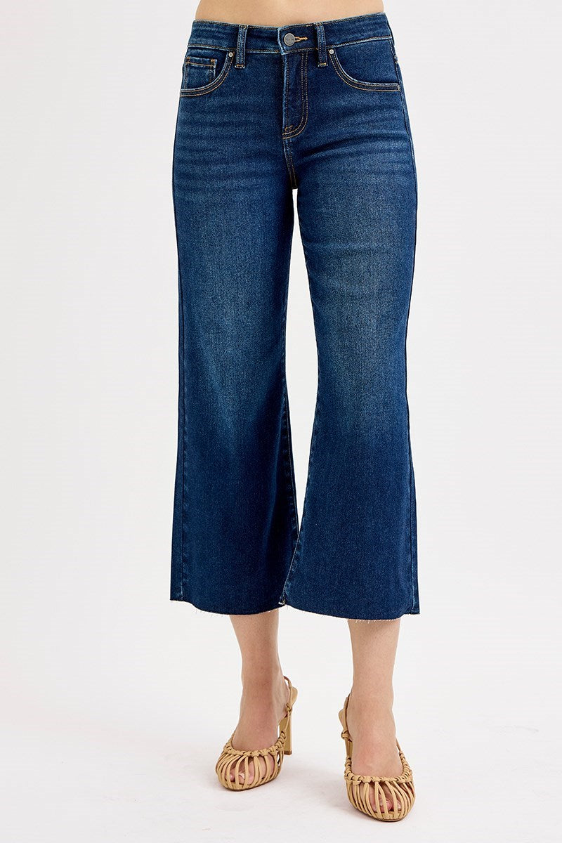 Kacey Wide Leg Cropped Tummy Control Jeans by Risen