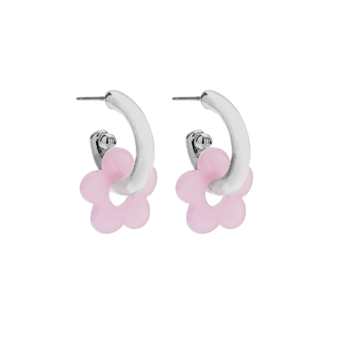 Purple & White Flower Earrings