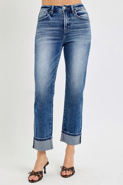 Surrey Straight Leg Tummy Control Jeans Dark Wash by Risen