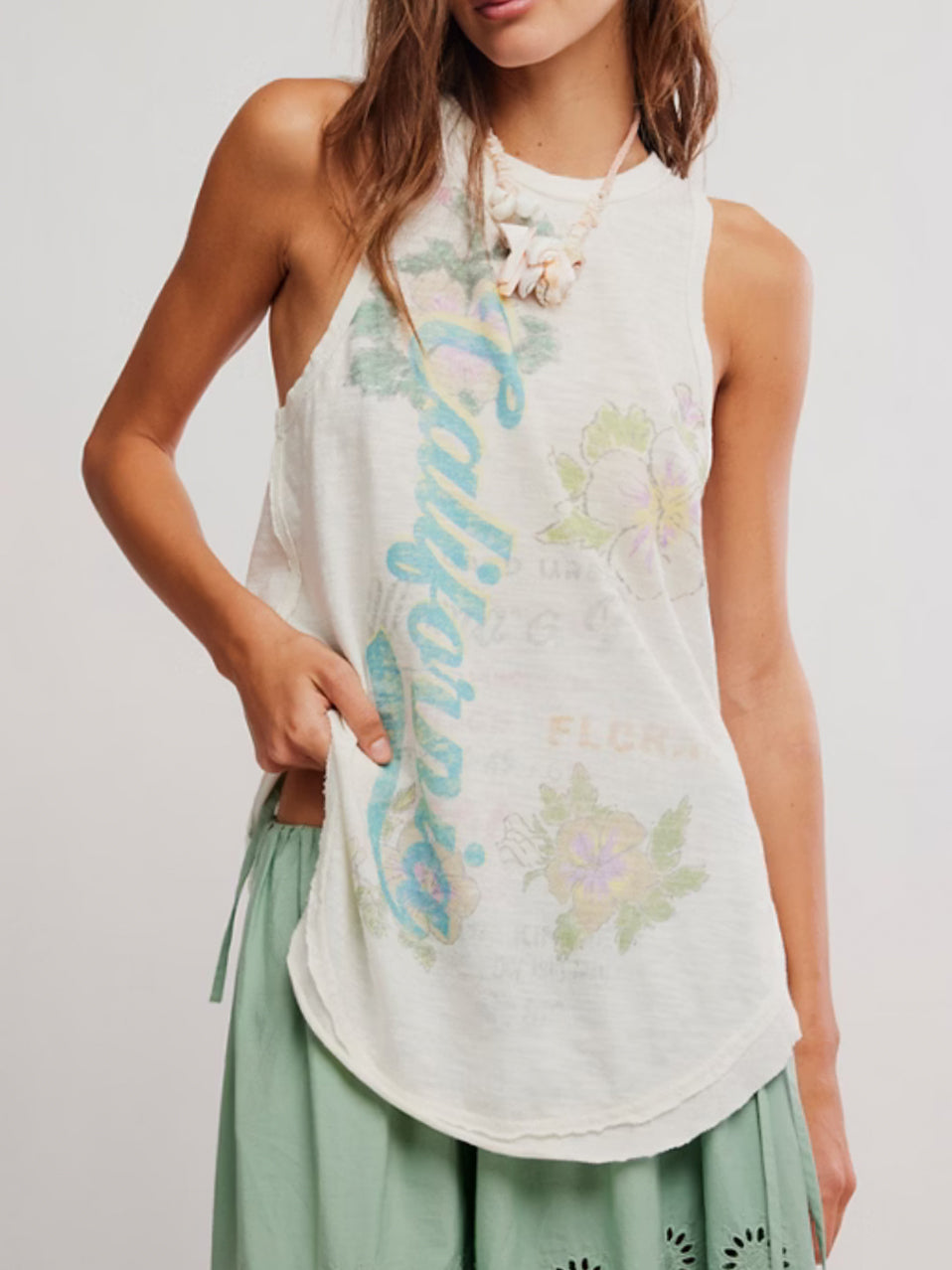 Rosie Graphic Tank in Tofu by Free People