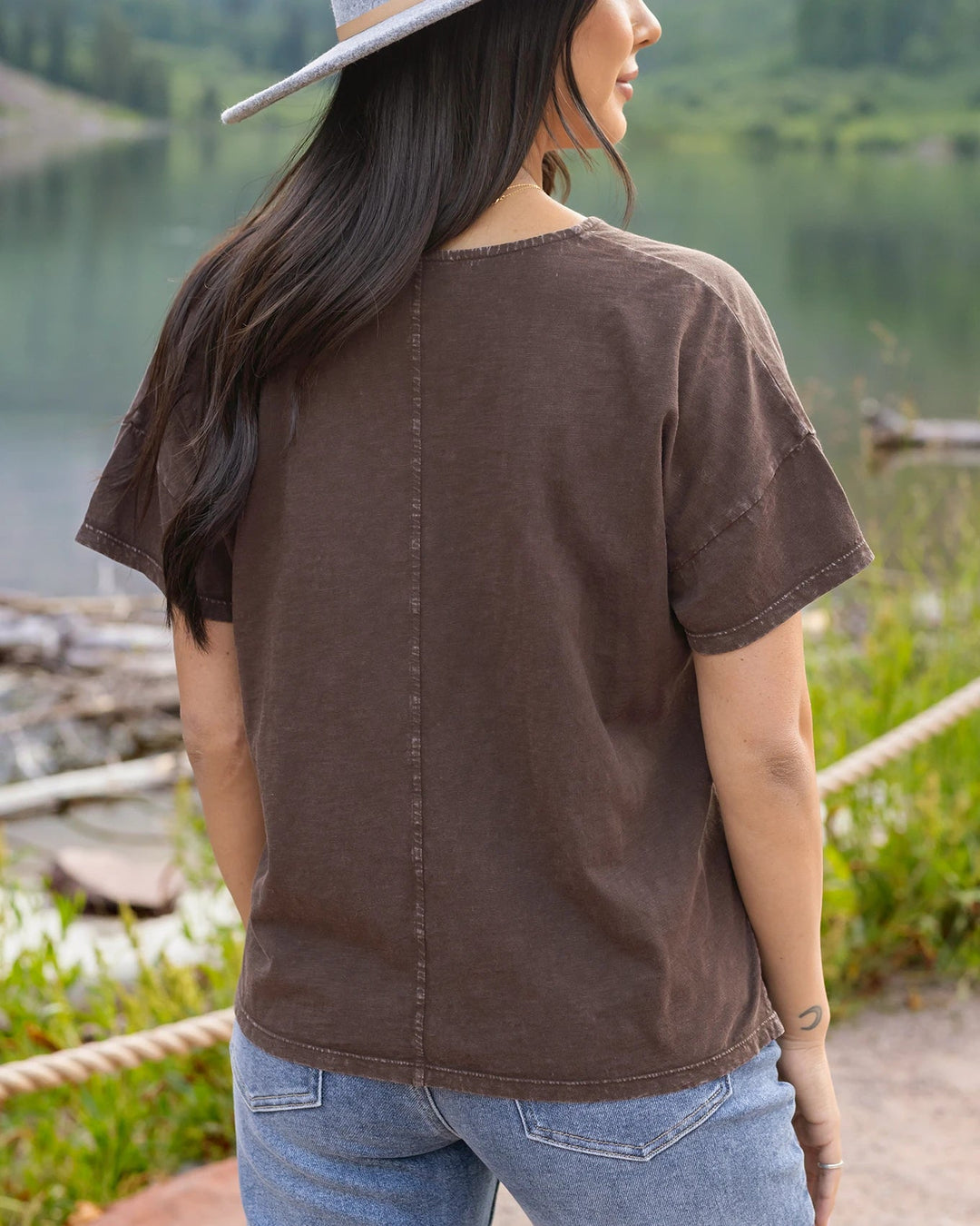 Relaxed Fit V-Neck Roam Free Tee by Grace & Lace