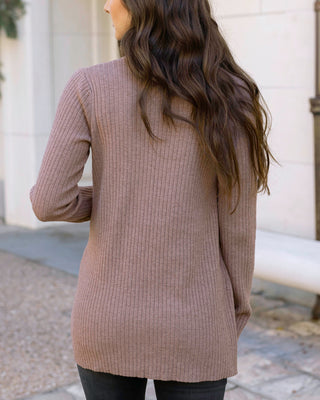 Ribbed Knit Cardigan in Latte by Grace & Lace
