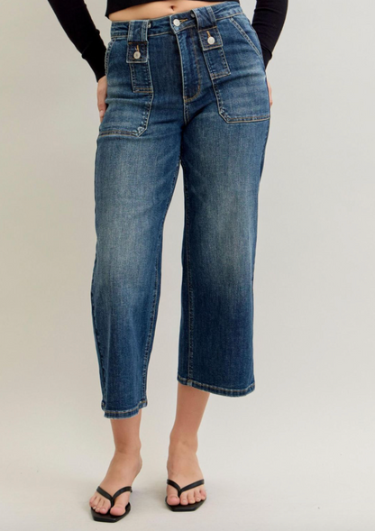 Journey Wide Leg Crop Utility Jeans by Judy Blue