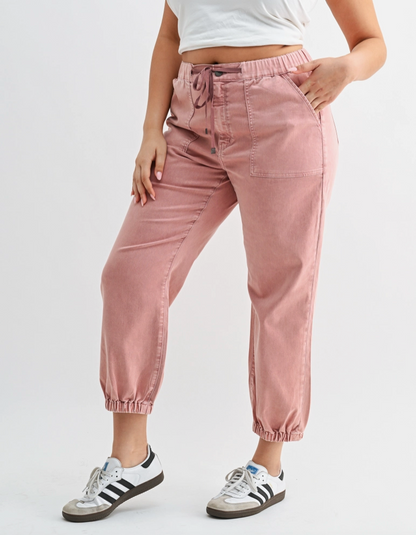 Julie Jogger Crop in Rosy Pink