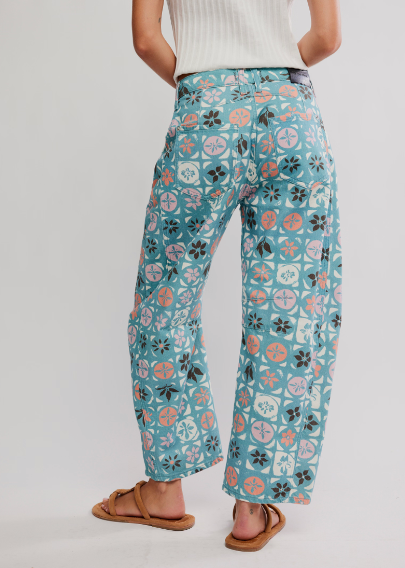 We The Free Good Luck Printed Barrel Jeans by Free People
