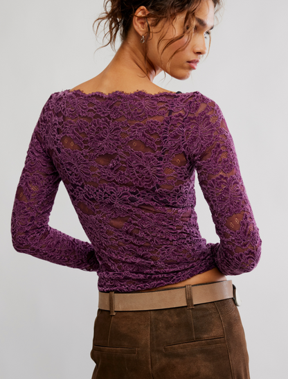 Raising Eyebrows Long Sleeve Lace Top by Free People