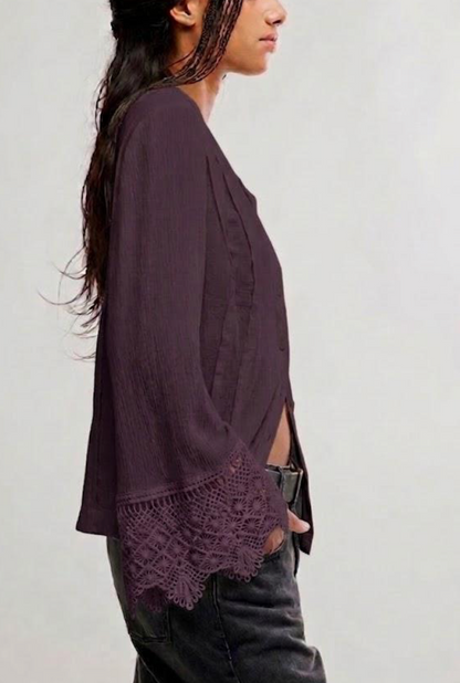 Donni Blouse in Italian Plum by Free People
