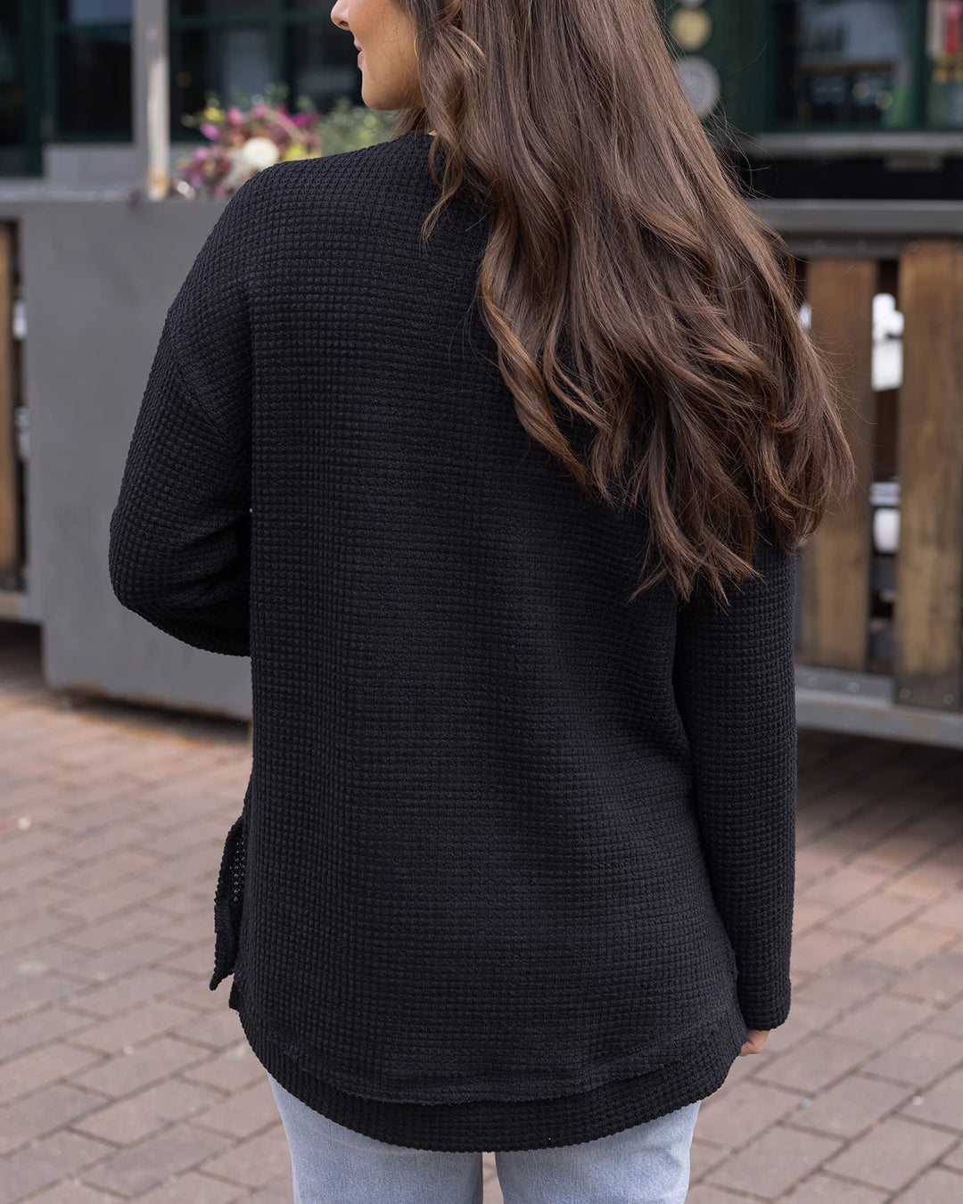 Slouchy Waffle Pullover by Grace & Lace