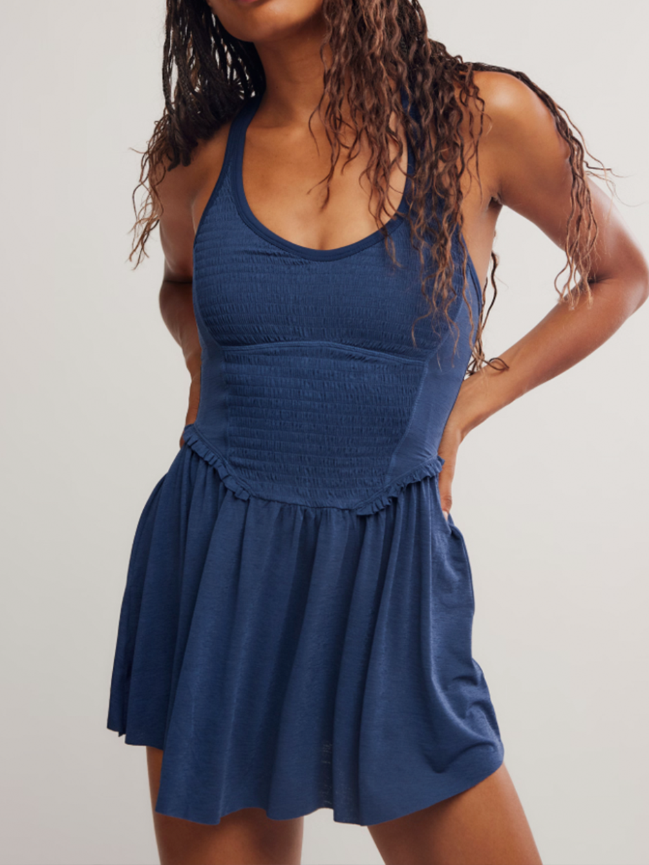 Smocking Hot Dress in Midnight Navy by Free People