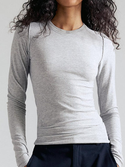 So Soft Seamless Long Sleeve in Grey by Free People