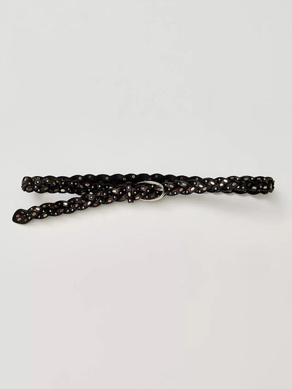 Sol Slim Stud Belt in Black by Free People