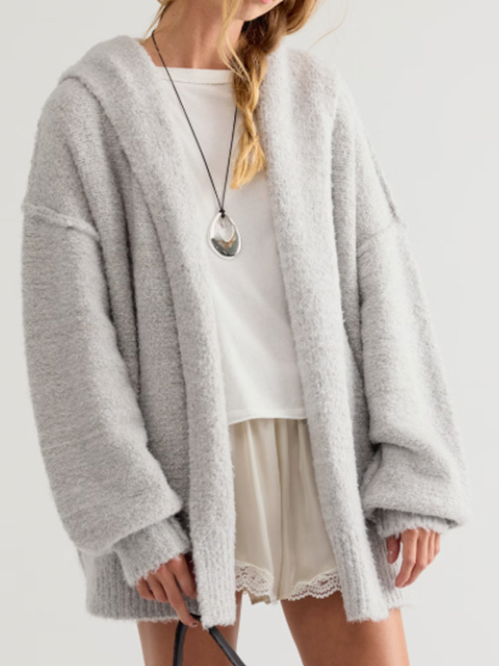 Thistle Hooded Oversized Cardigan in Grey by Free People