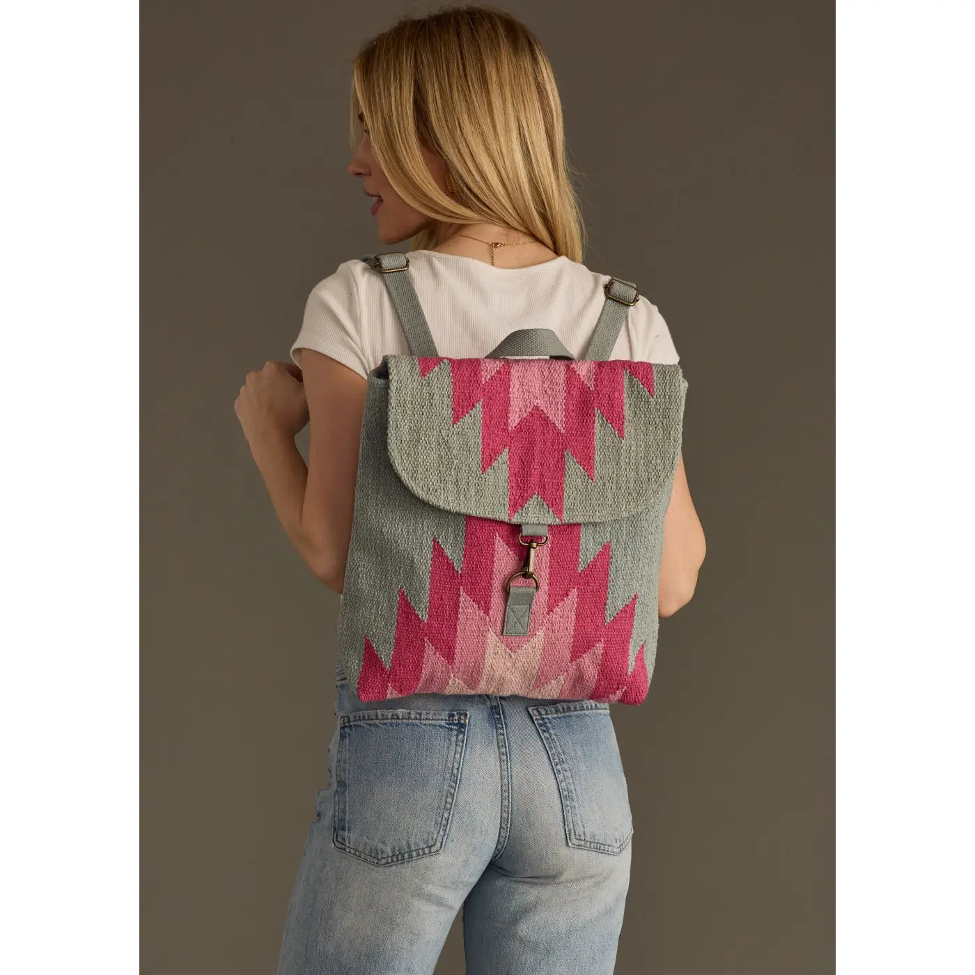 Billy Aztec Backpack in Pink/Grey