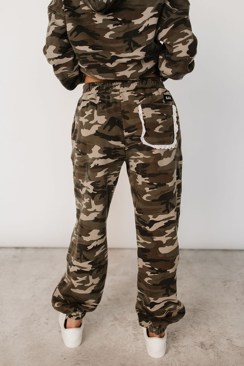 Comfort Zone Joggers in Camo Lace by Ampersand Ave