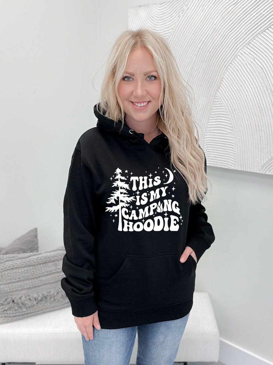 Camping Hoodie in Black - Medium