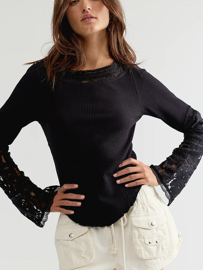 Amber Lace Cuff Long Sleeve Top by Free People