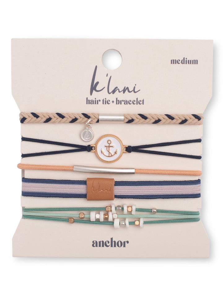 Anchor Hair Tie Bracelet Set by K'lani