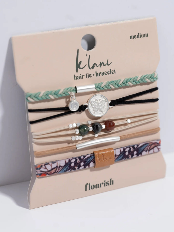 Flourish Hair Tie Bracelet Set by K'lani