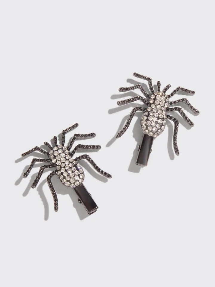 Spider Metal Rhinestone Hair Clips 2 PC Set