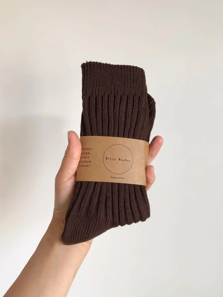 Ribbed Cotton High Socks
