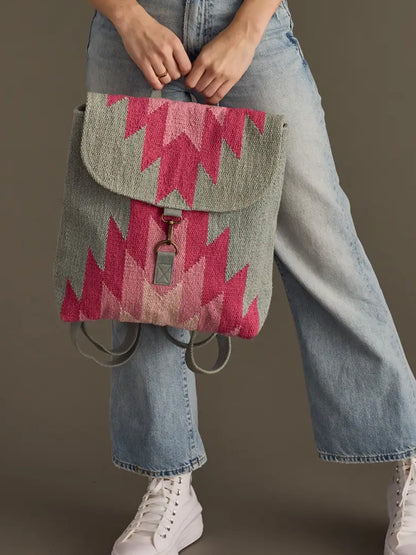 Billy Aztec Backpack in Pink/Grey
