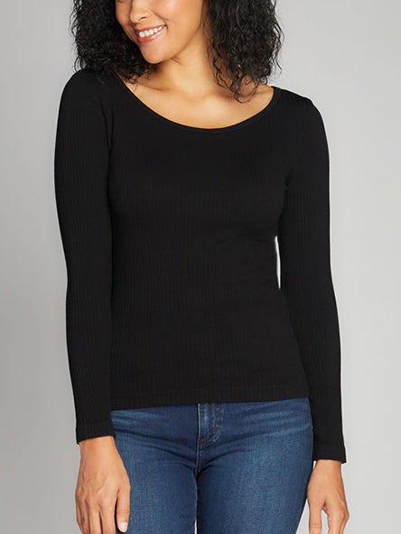 Seamless Rib Long Sleeve Crew Neck by C'est Moi