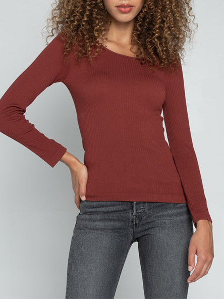 Seamless Rib Long Sleeve Crew Neck by C'est Moi