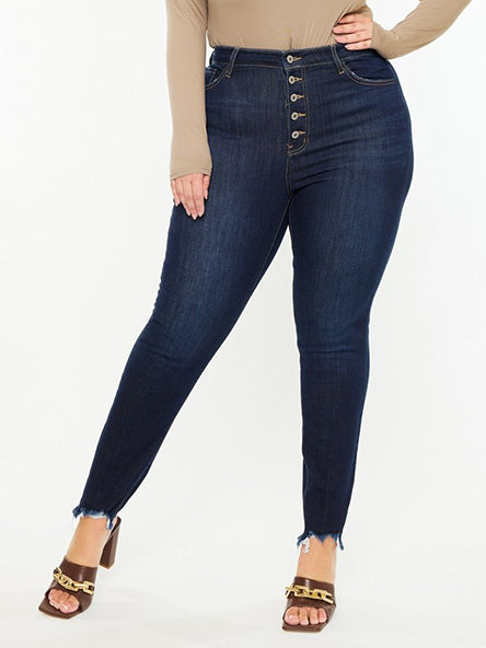 Suri Button Fly Dark Wash Jeans by Kancan