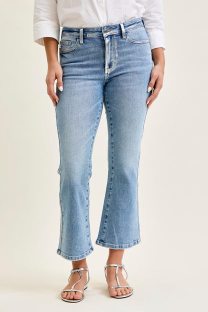 Silver Foil Kick Flare Jeans by Judy Blue