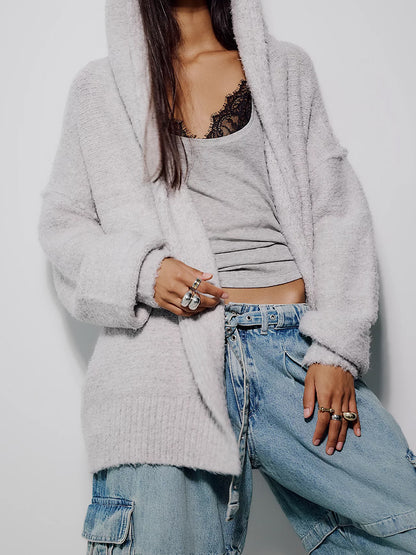 Thistle Hooded Oversized Cardigan in Grey by Free People
