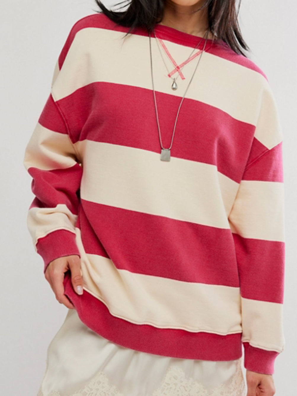 Classic Striped Oversized Crew by Free People