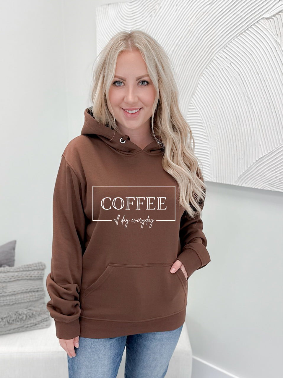 Coffee All Day Hoodie in Brown - X-Large